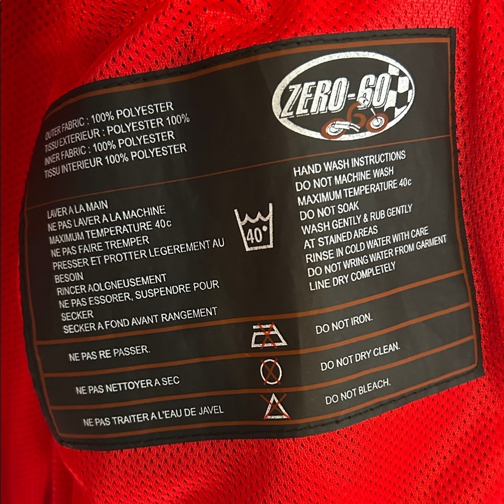 ICON Zero-60 Sport Padded Riding Jacket in Bold Red - Picture 3 of 5